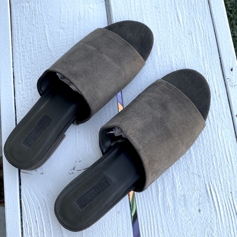 $5 - Olive Green Slip on Sandals!